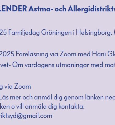 Aktiviteskalender bild astma och allergidistrikt syd